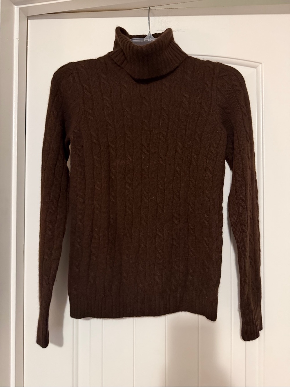 J. Crew Brown Cable-Knit Turtleneck Sweater